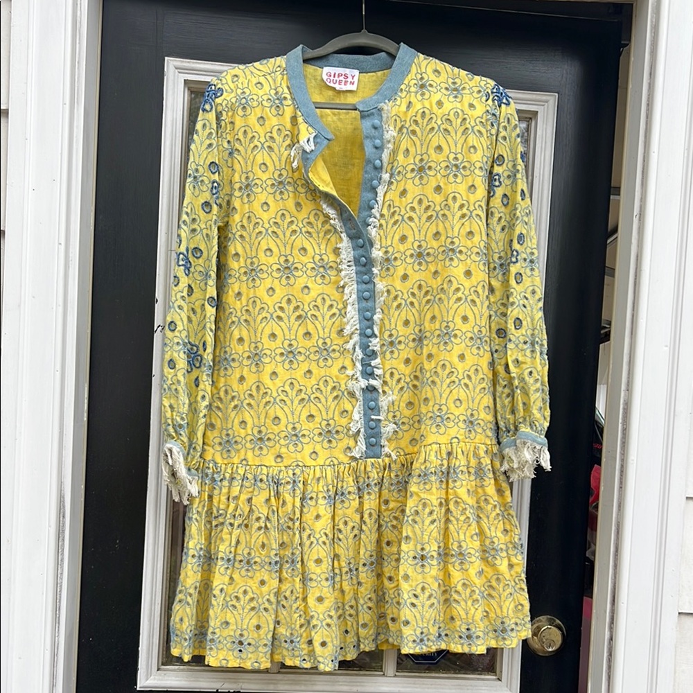 Charming Yellow and Blue Kids Dress